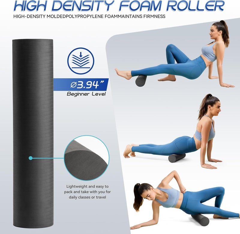 Krightlink Foam Roller High Density Foam Roller Set for Deep Tissue Muscle Massage, 18" Trigger Point Fitness Exercise Massage Roller, Self-Myofascial Release for Whole Body (Black-18(2 in 1)) - Image 4